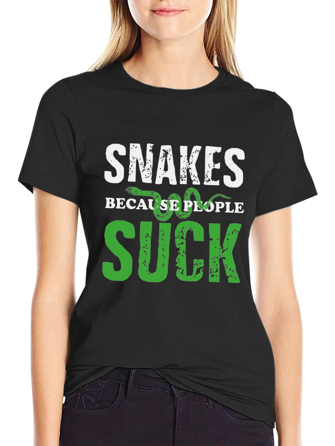 Black Snakes Because People Suck T-Shirt view 2