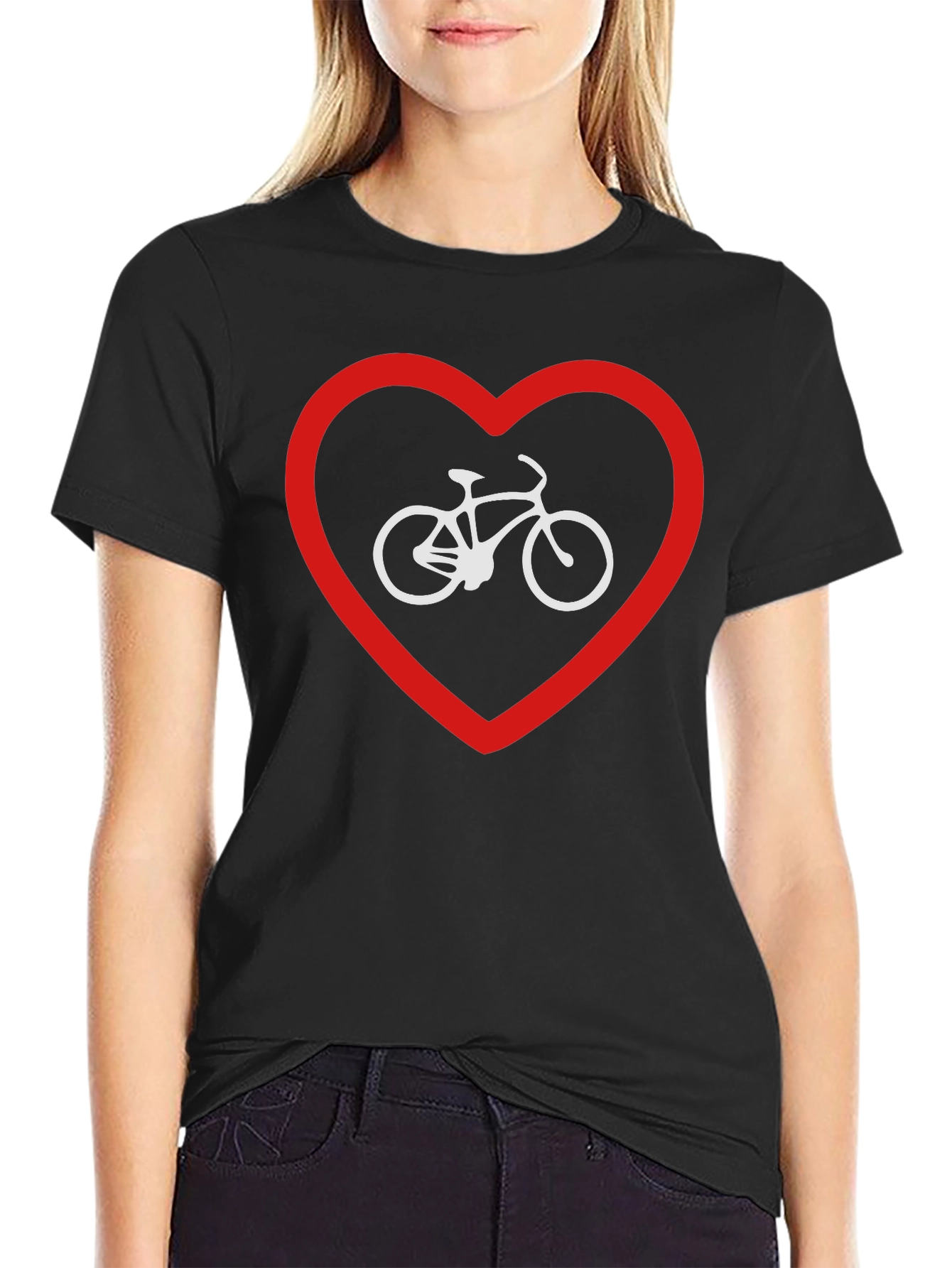Black Bike Love Graphic Tee - Black Cotton Blend view 2