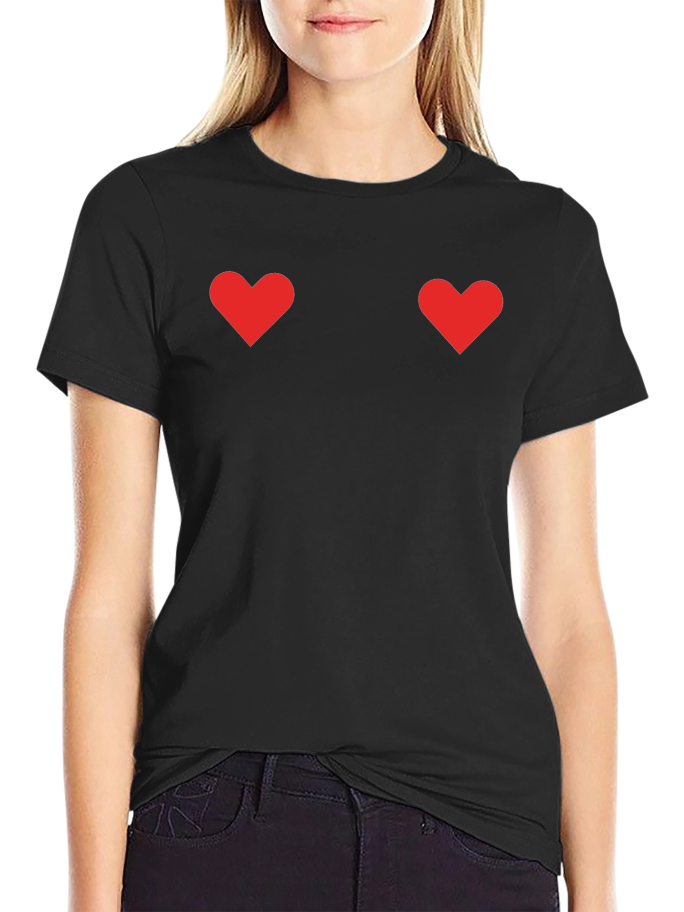 Black Heart Tee - Valentine's Black T-Shirt view 2