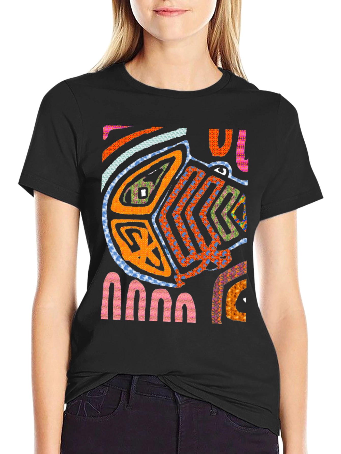 Black Abstract Art Tee - Unique Graphic Print T-Shirt view 2