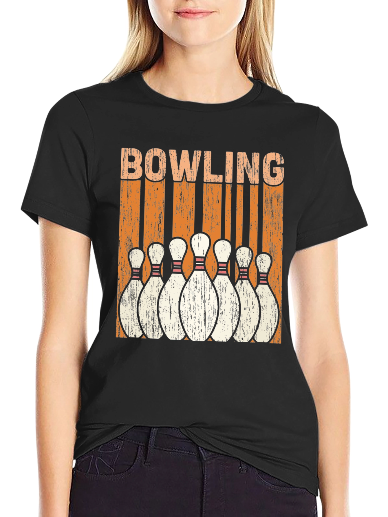Black Bowling Pins Graphic T-Shirt view 2