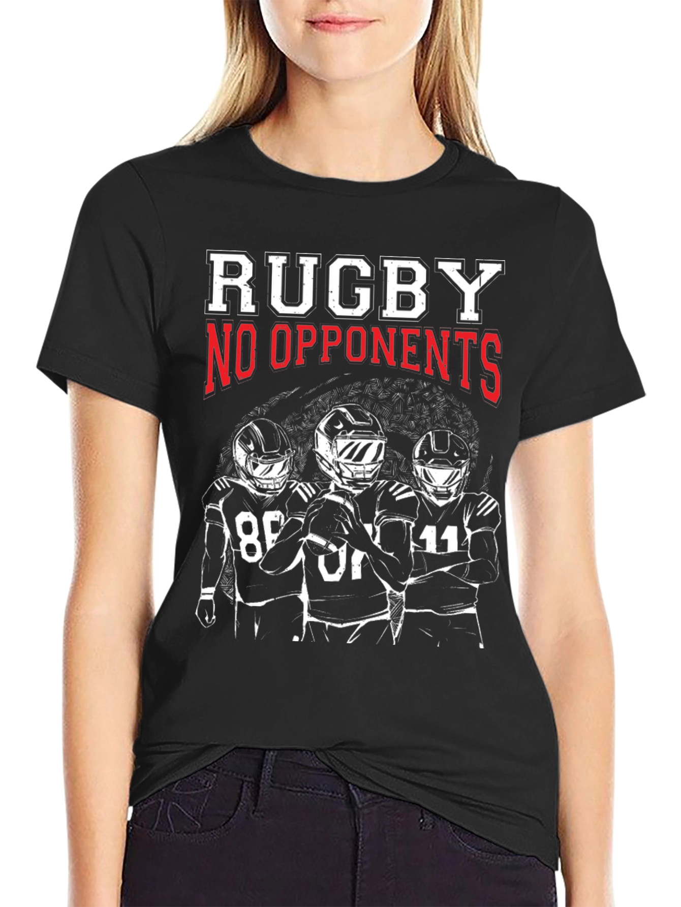 Black Rugby No Opponents Graphic Tee view 2