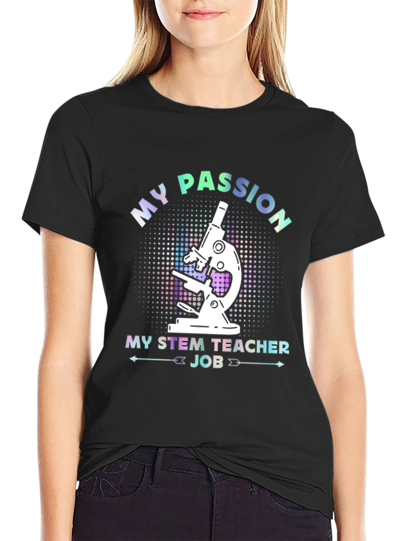 Black STEM Teacher Passion T-Shirt view 2