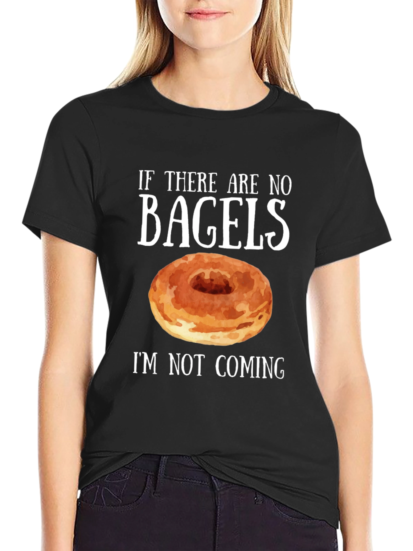 Black Funny Bagel Lover T-Shirt view 2