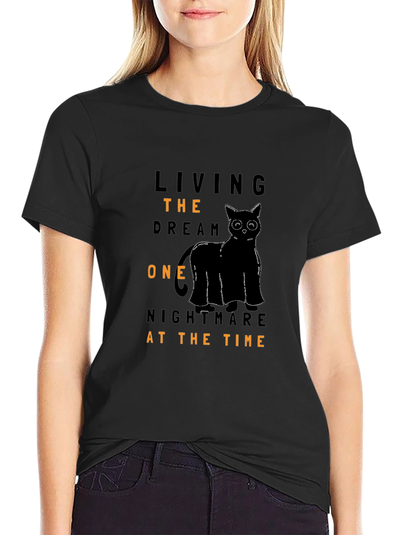 Black Living The Dream Black Cat Graphic Tee view 2