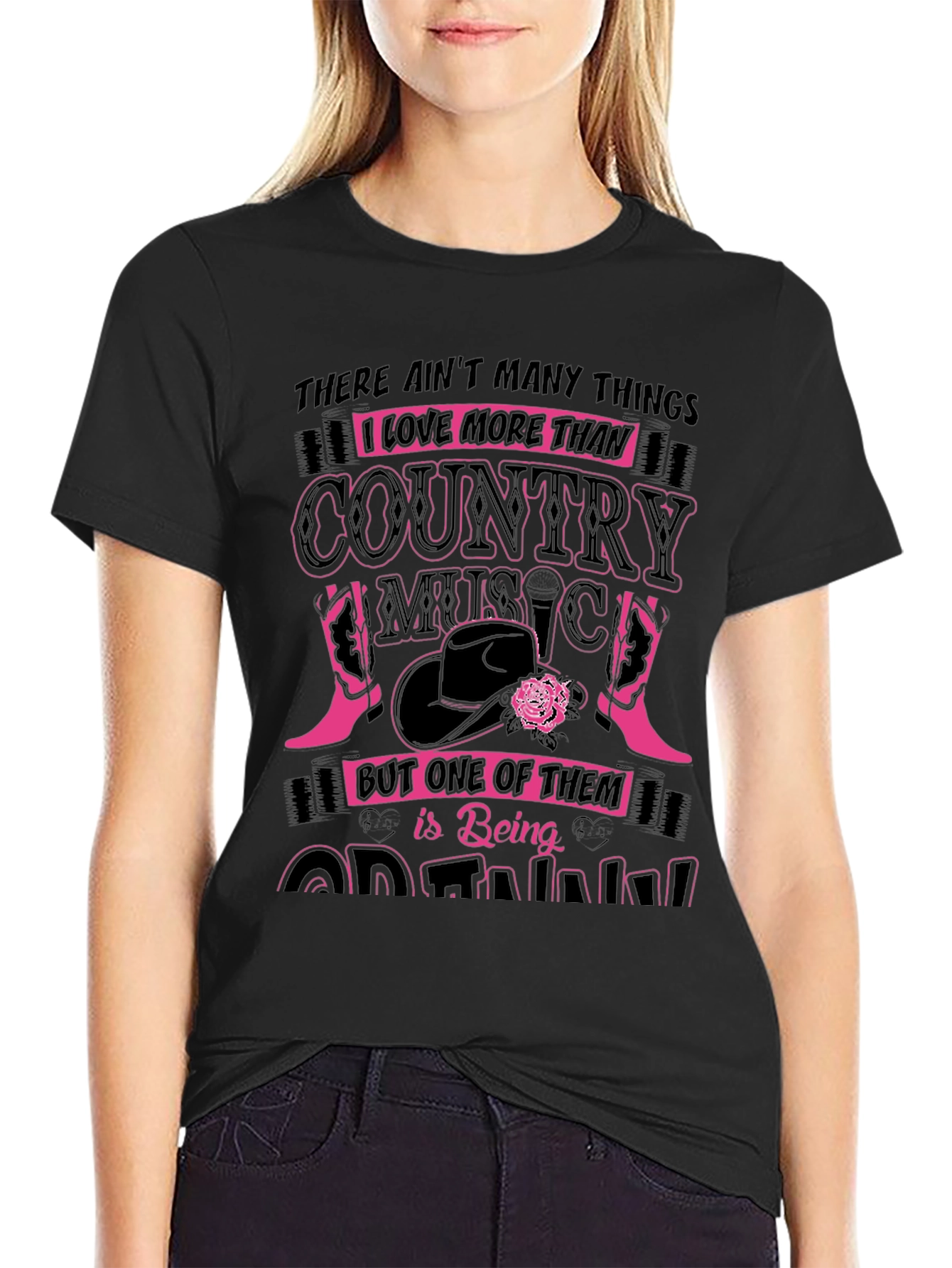 Black Country Music Graphic T-Shirt - Black view 2