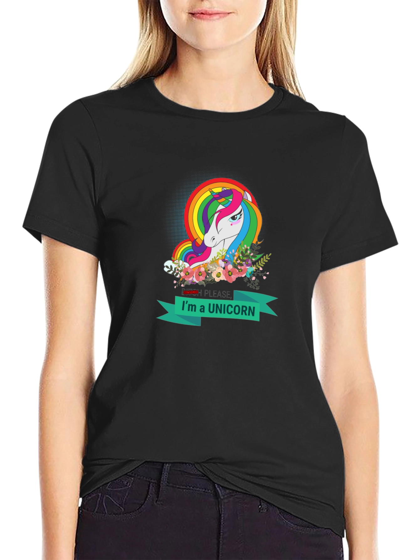 Black I'm a Unicorn T-Shirt - Rainbow Unicorn Design view 2