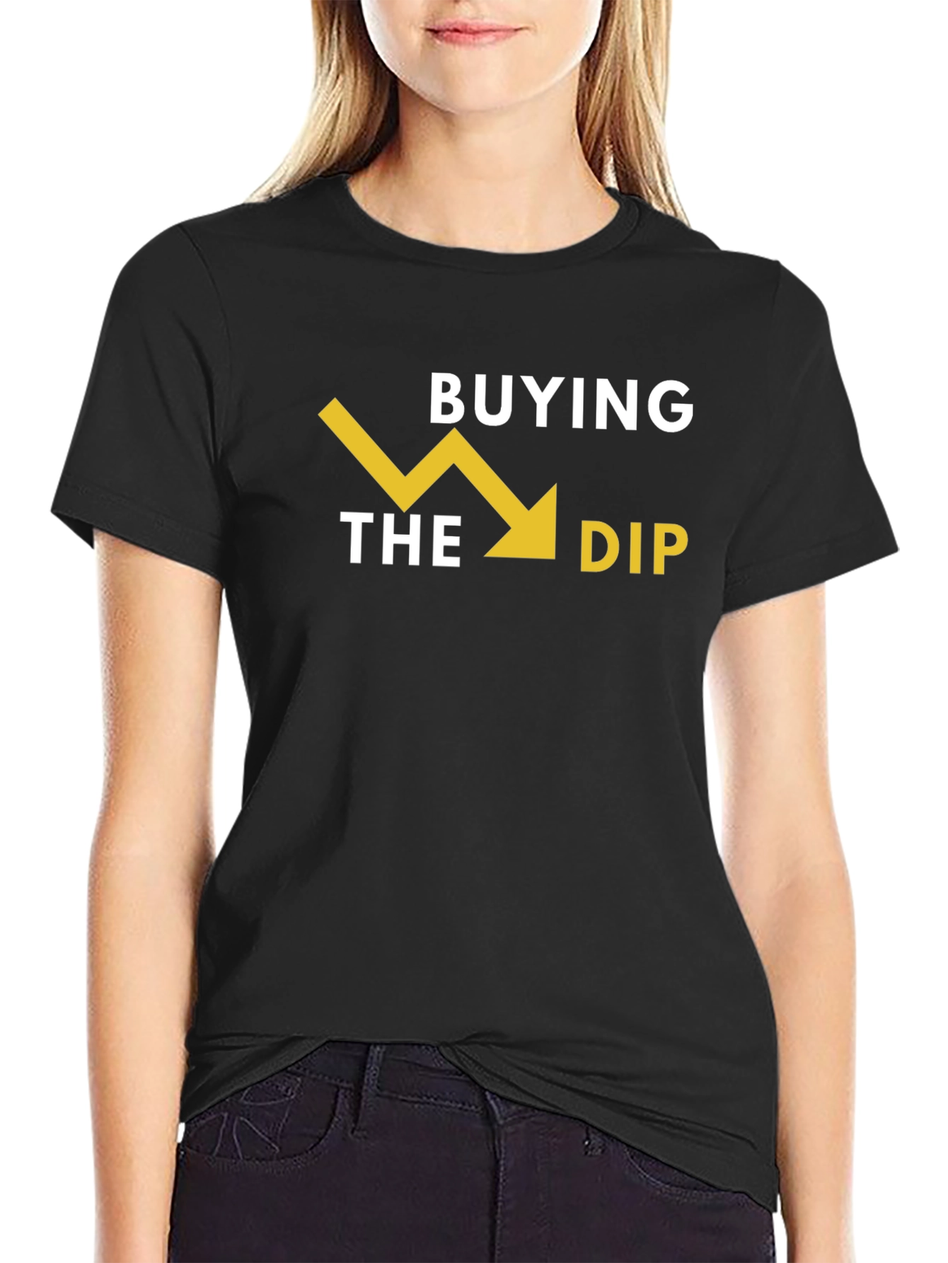 Black Buying the Dip Graphic Tee - Stock Market T-Shirt view 2