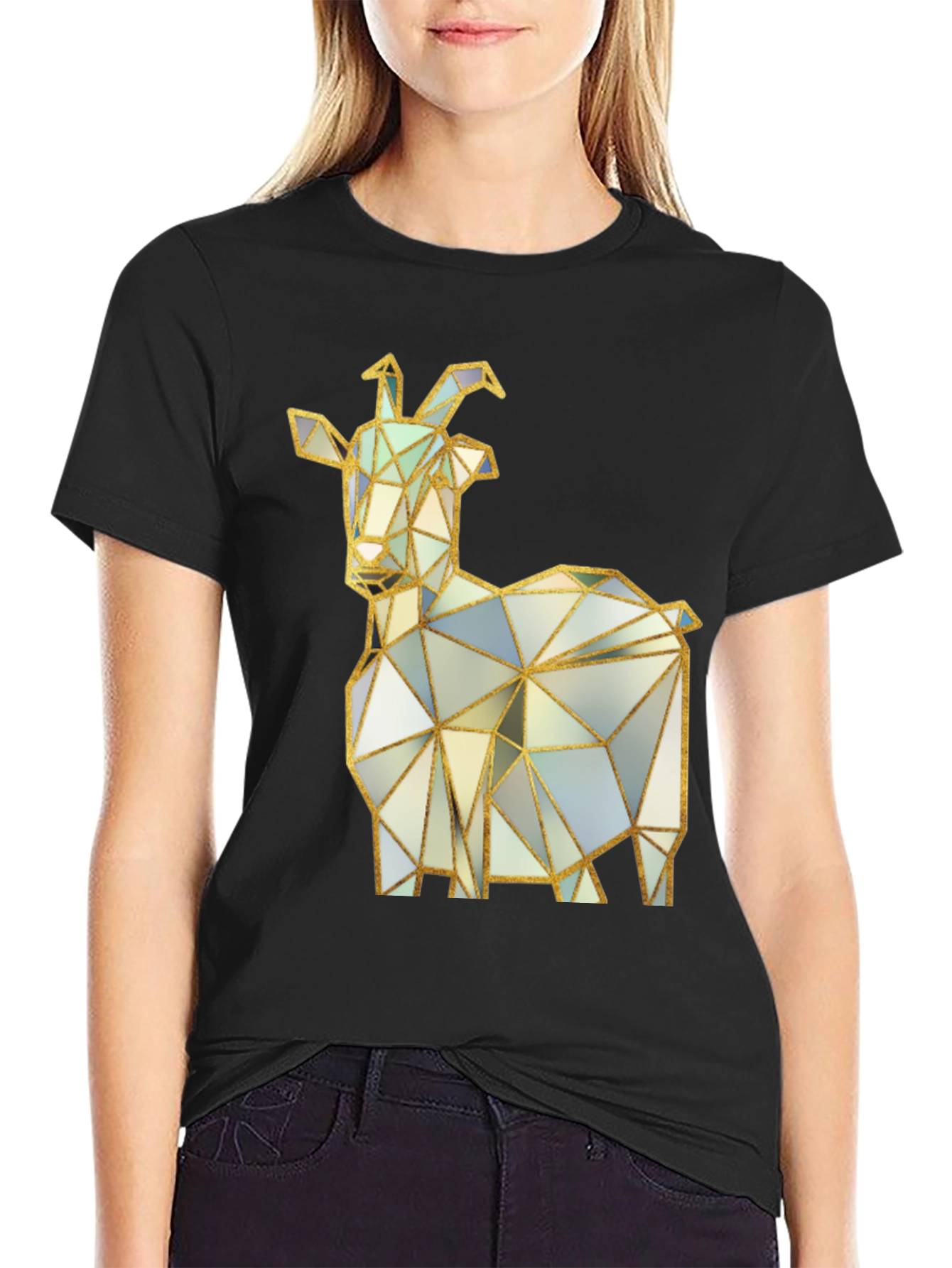 Black Geometric Goat T-Shirt - Black view 2