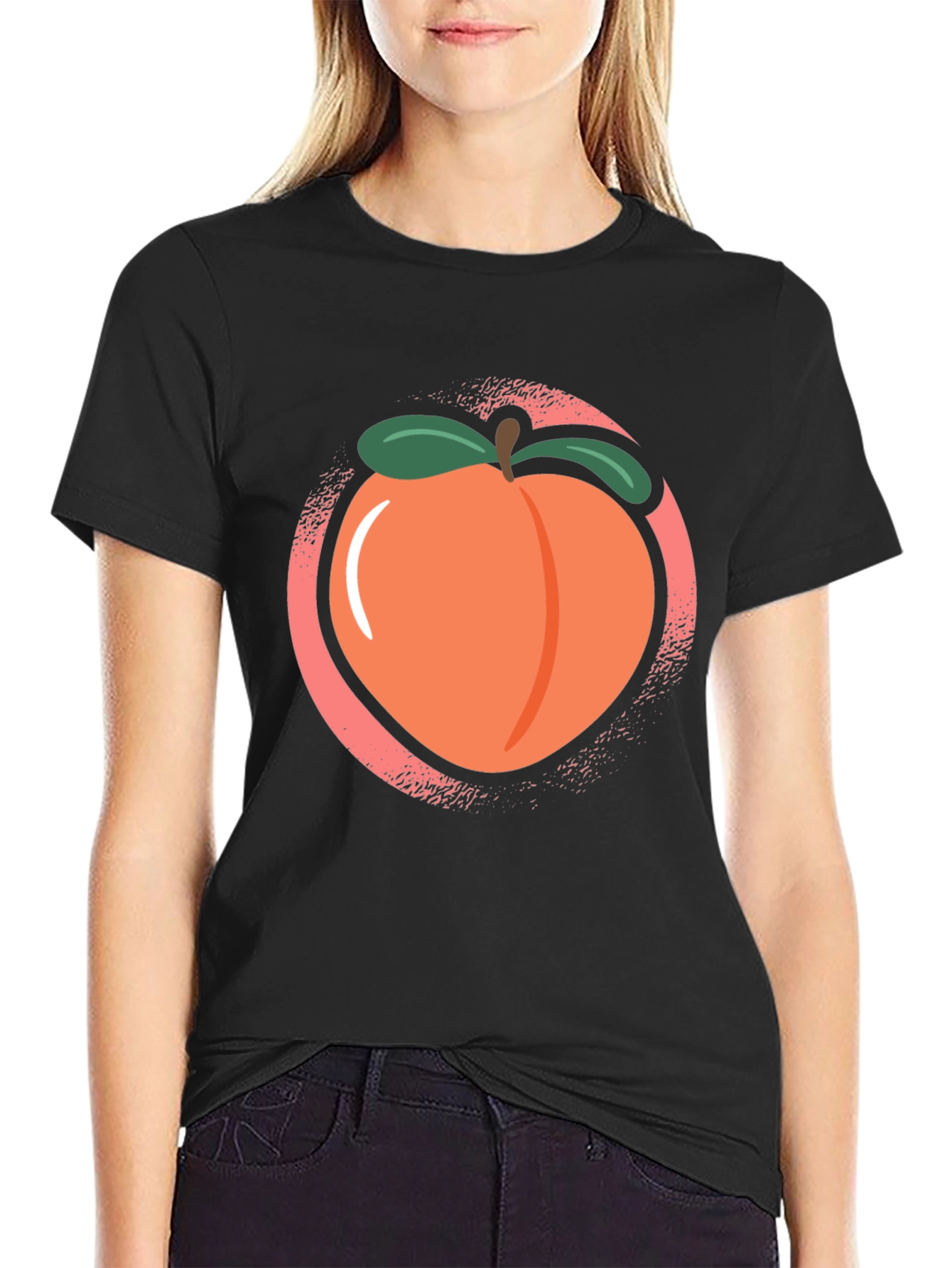 Black Peach Graphic Black Tee view 2