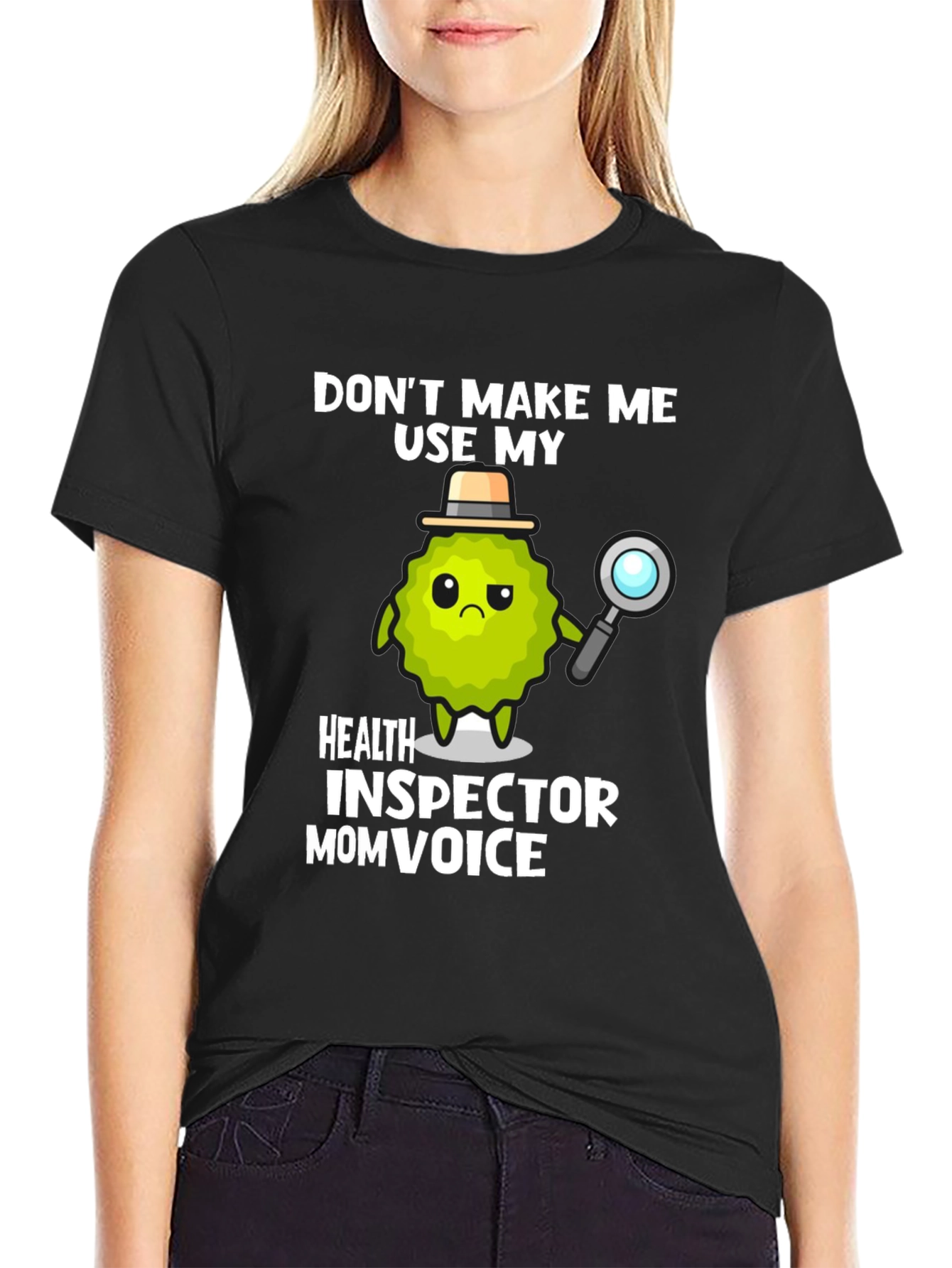 Black Health Inspector Mom Voice Graphic T-Shirt view 2