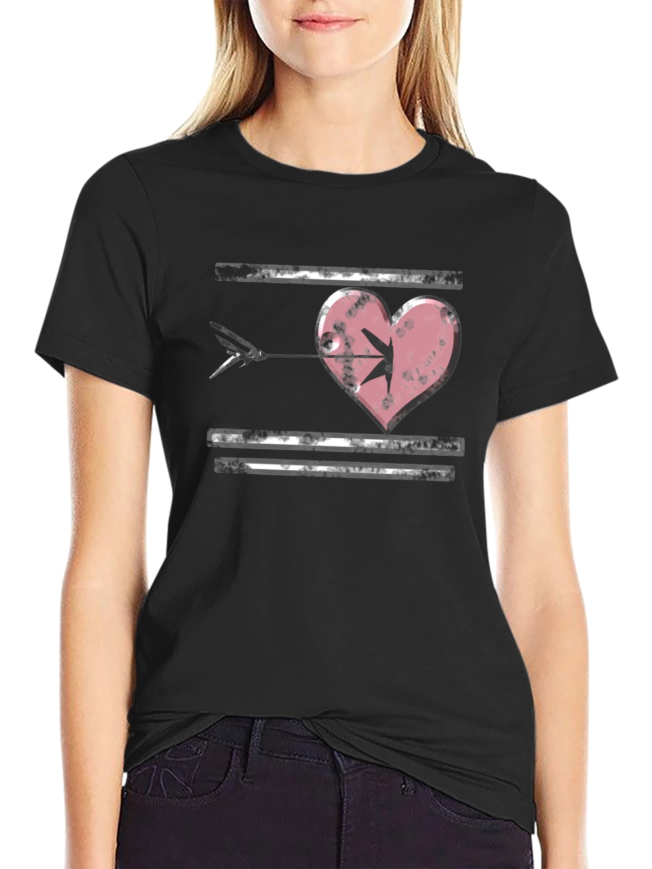 Black Heart Arrow T-Shirt - Grunge Style view 2