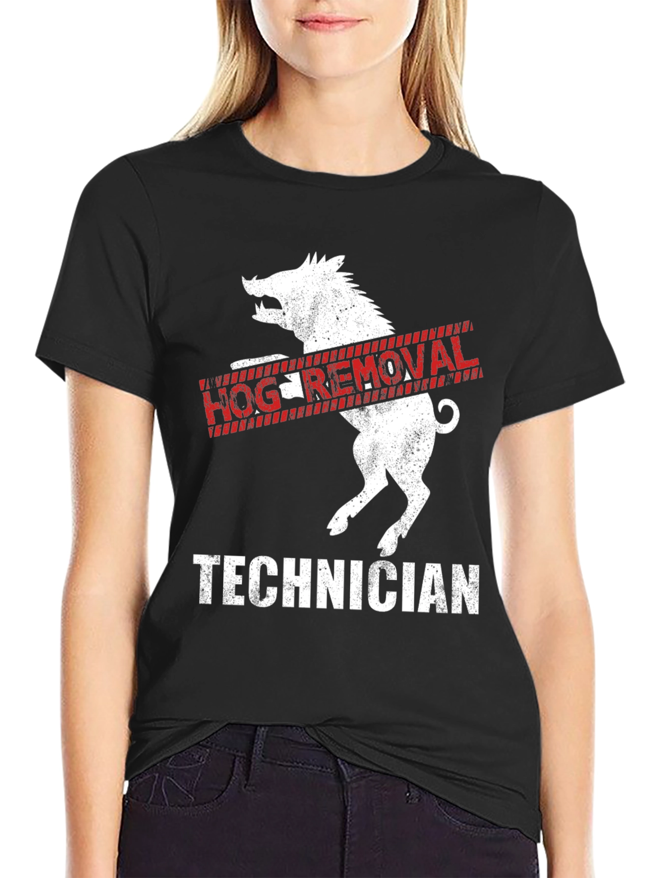 Black Hog Removal Technician Graphic Tee view 2