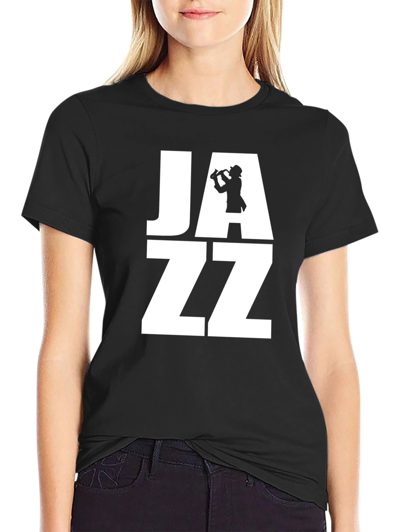 Black JAZZ Graphic T-Shirt - Cool Musician Design view 2