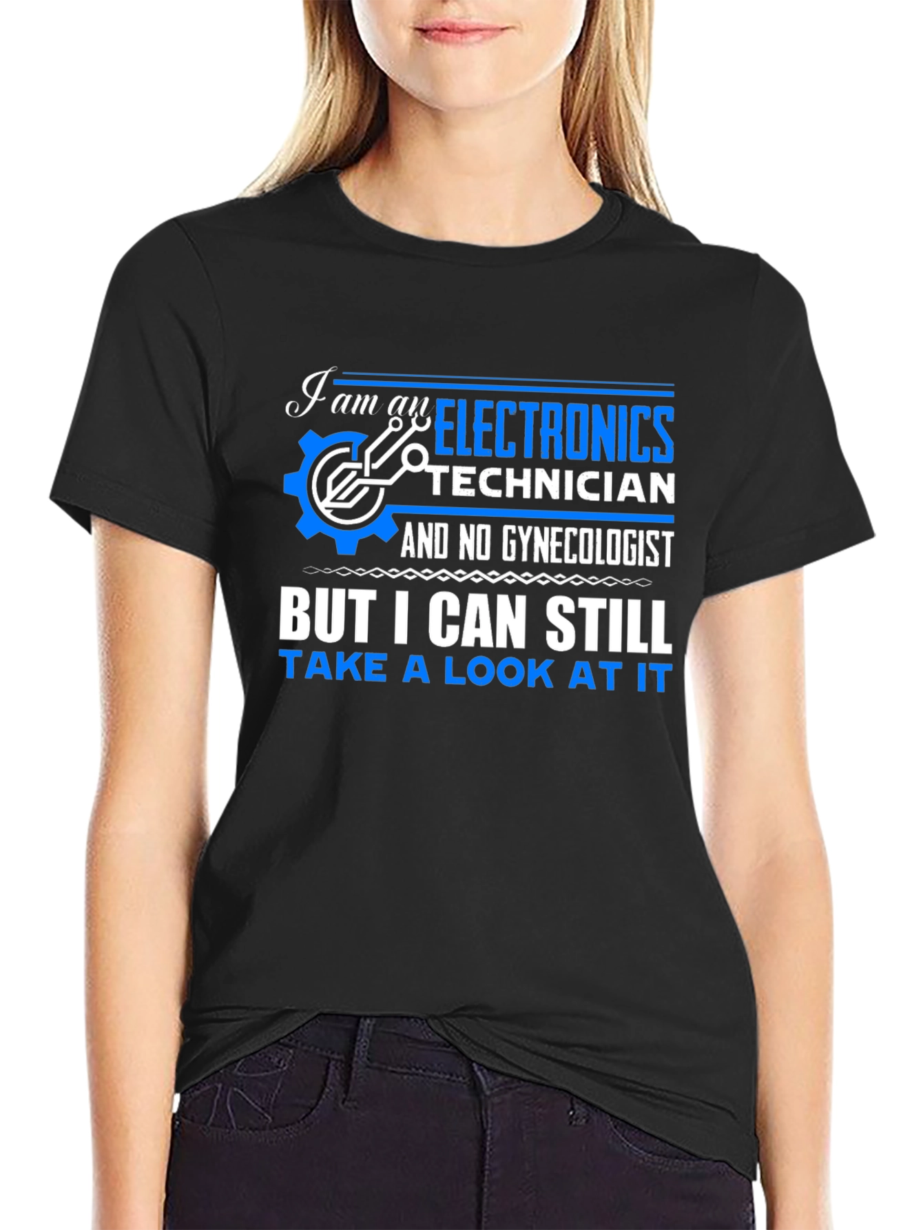 Black Electronics Technician T-Shirt view 2