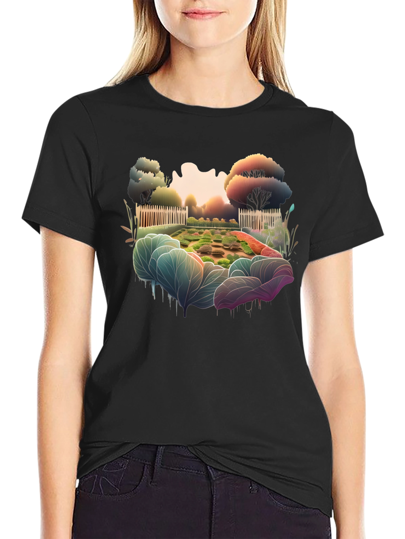 Garden Scene Graphic Tee - Black - 2