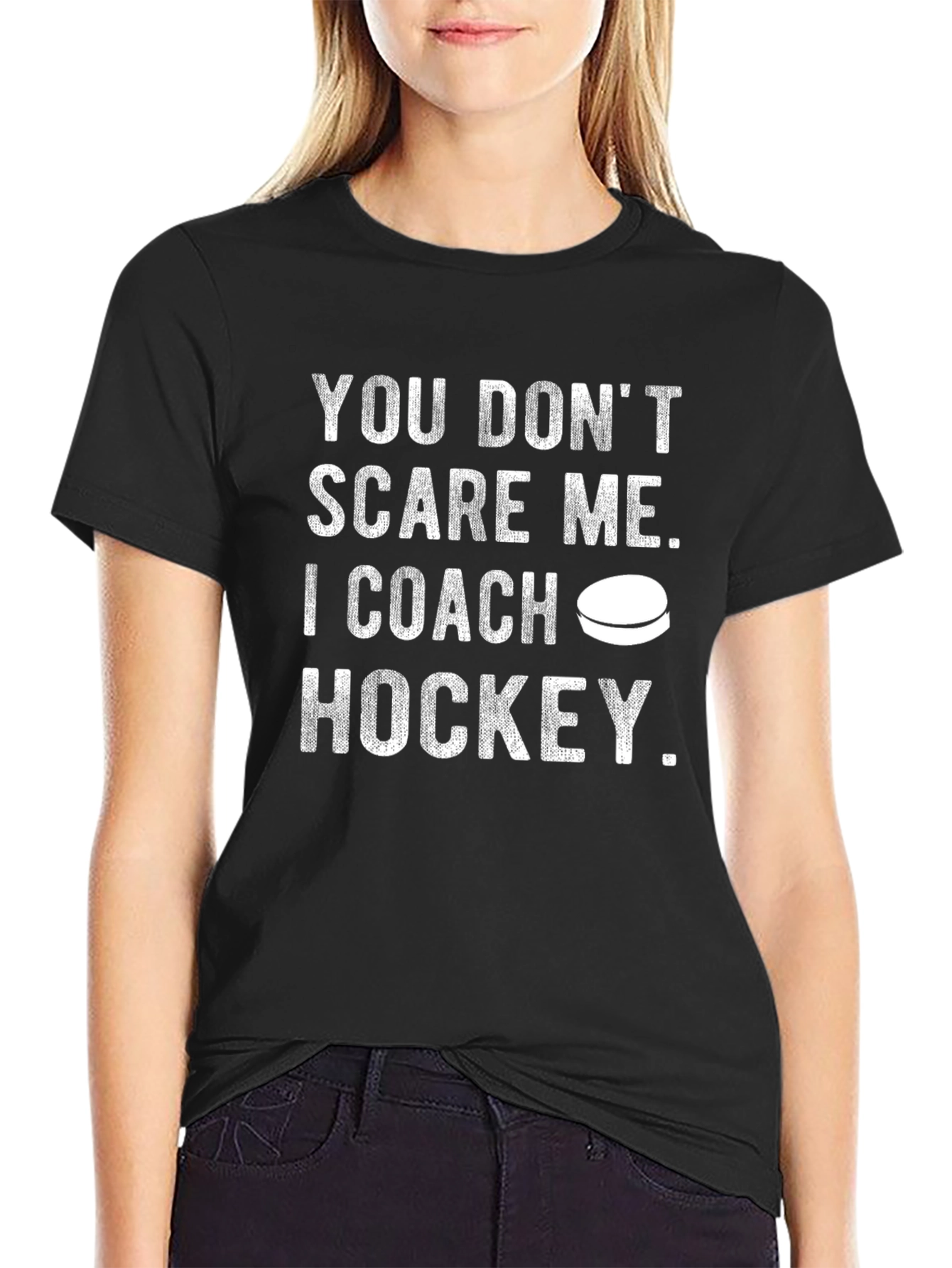 Black Hockey Coach Graphic Tee - You Don't Scare Me view 2