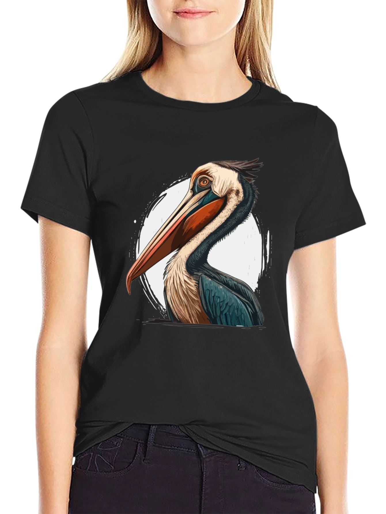 Black Pelican Graphic Tee - Unique Bird Design view 2