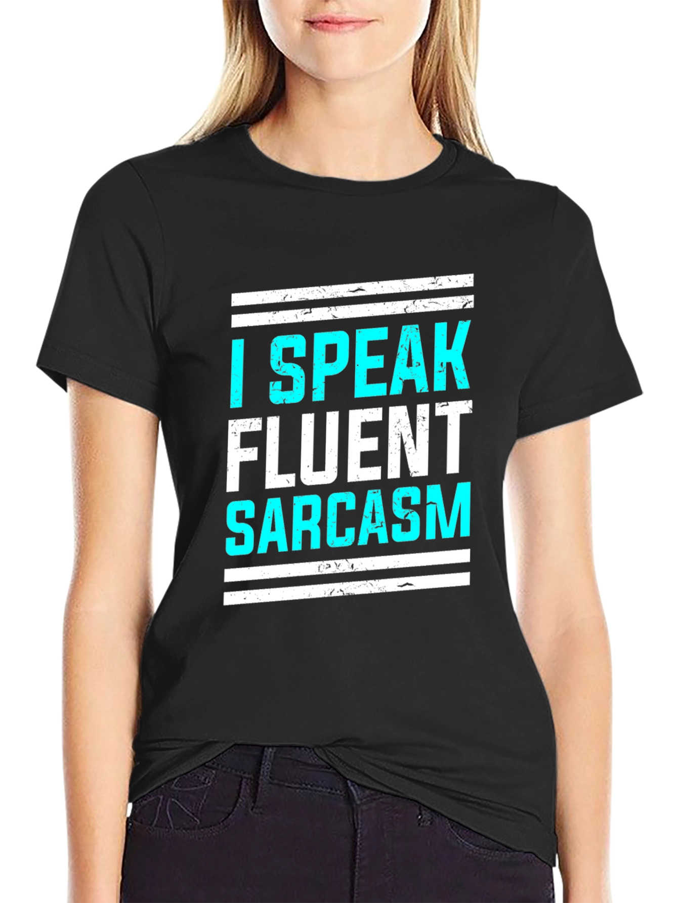 Black I Speak Fluent Sarcasm Graphic T-Shirt view 2