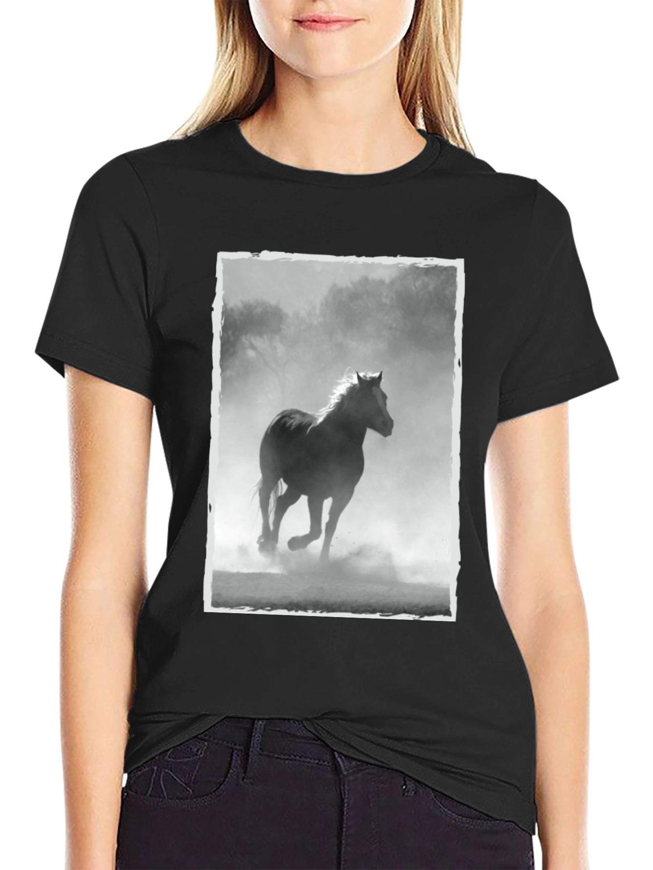 Black Black Horse T-Shirt - Equestrian Style view 2
