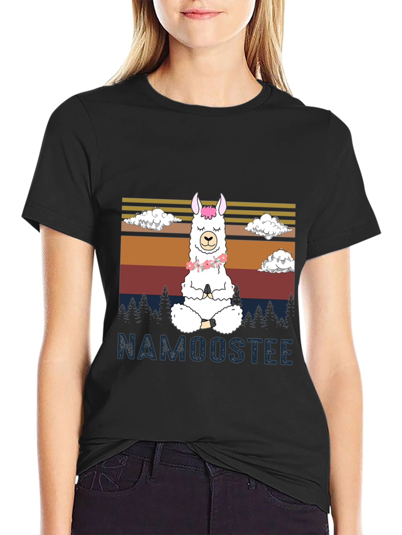 Black Namooostee Yoga Llama Tee view 2