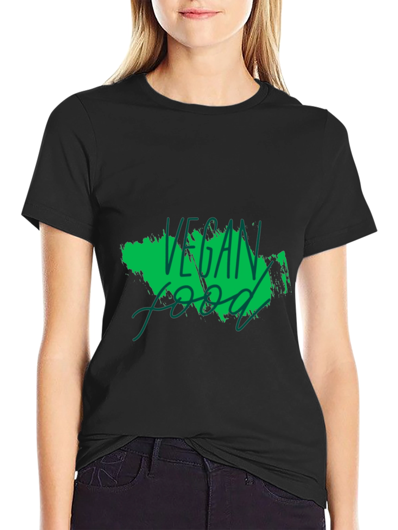 Black Vegan Food Graphic Black T-Shirt view 2