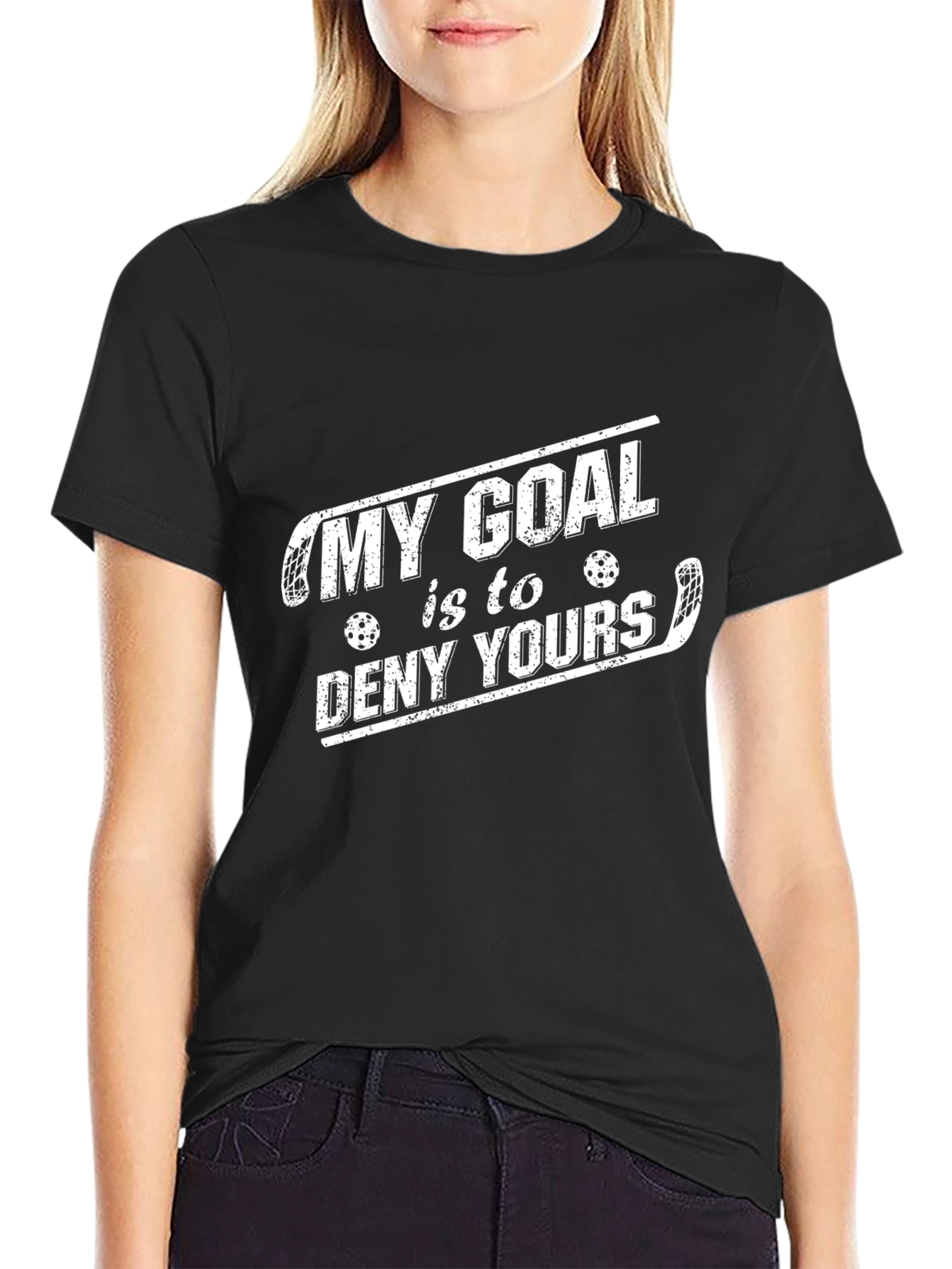 Black Funny Hockey Goal T-Shirt view 2