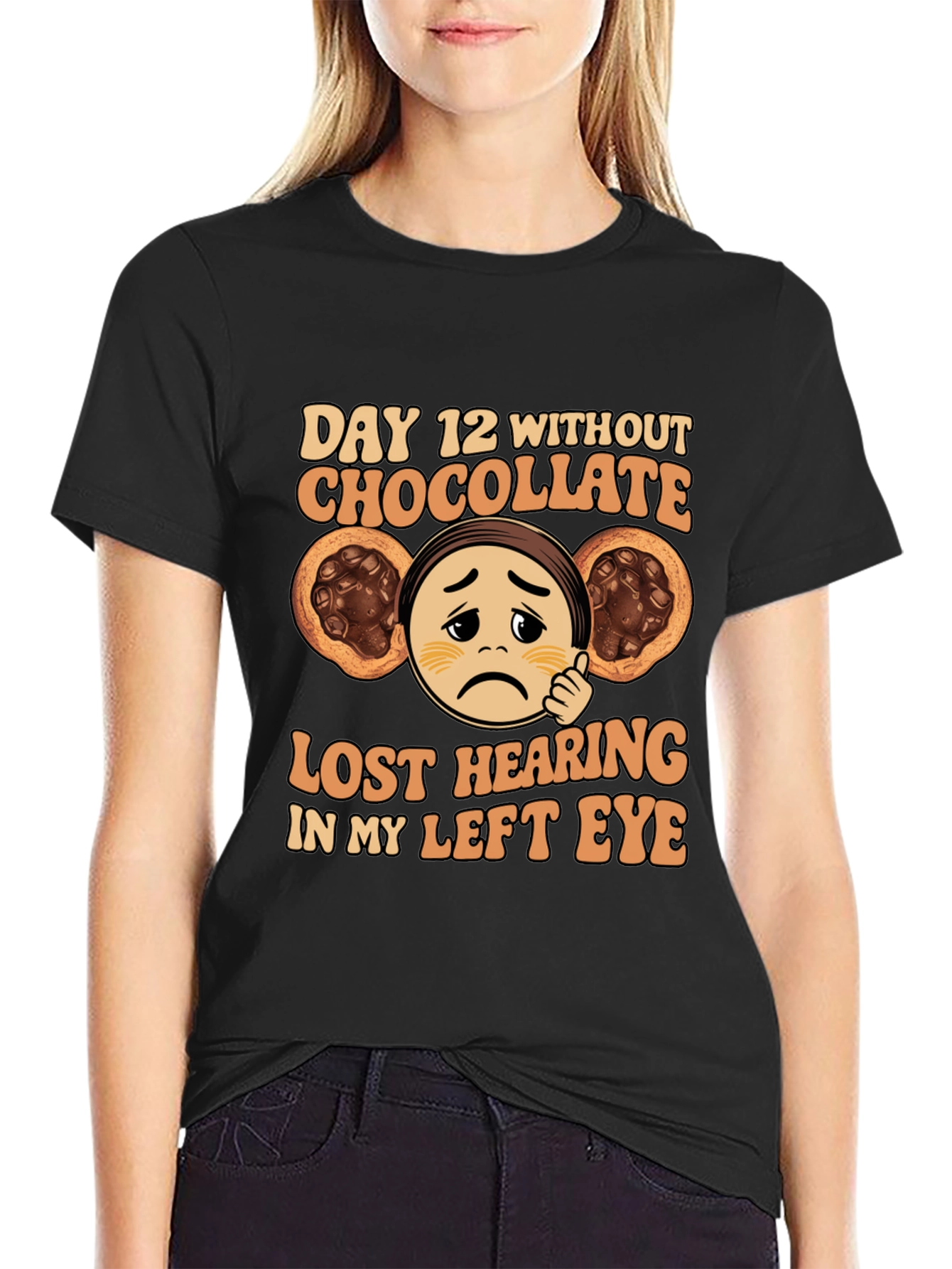 Black Funny Chocolate Deprivation T-Shirt view 2