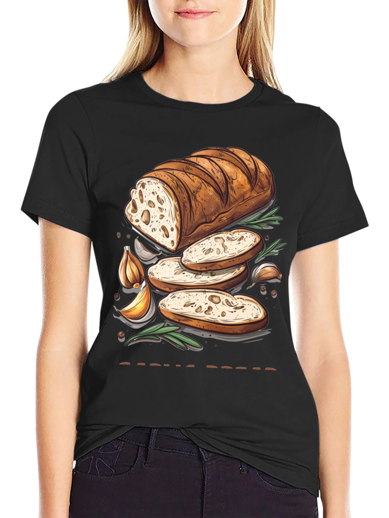 Black Garlic Bread Lover's T-Shirt view 2