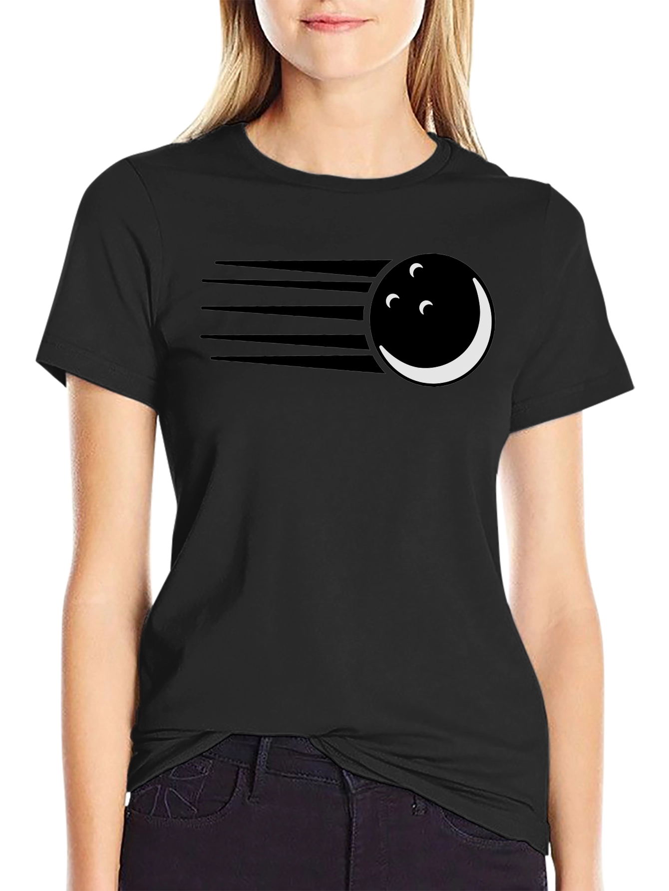 Black Striking Bowling Ball Graphic Tee - Cool and Unique view 2