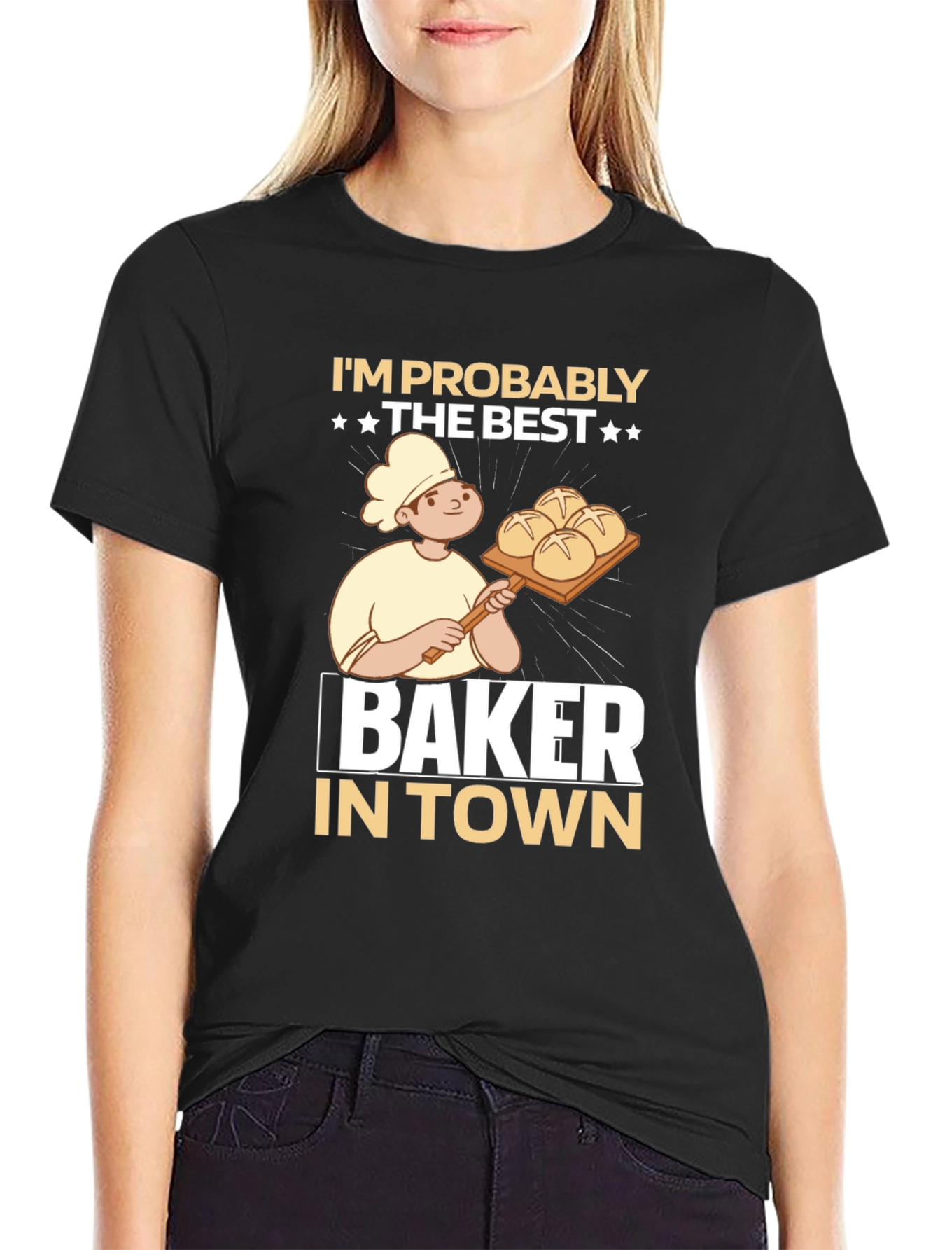 Black Best Baker in Town Graphic T-Shirt view 2