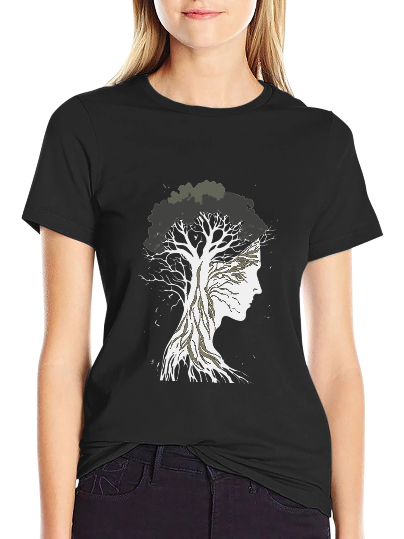 Black Tree of Life Graphic Tee - Nature Inspired T-Shirt view 2