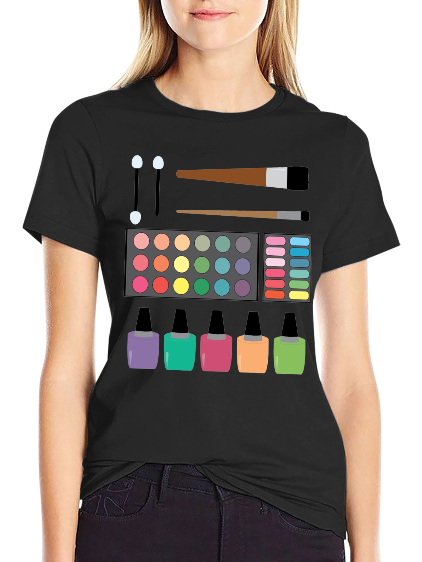 Black Makeup Artist T-Shirt | Cosmetic Lover Tee view 2