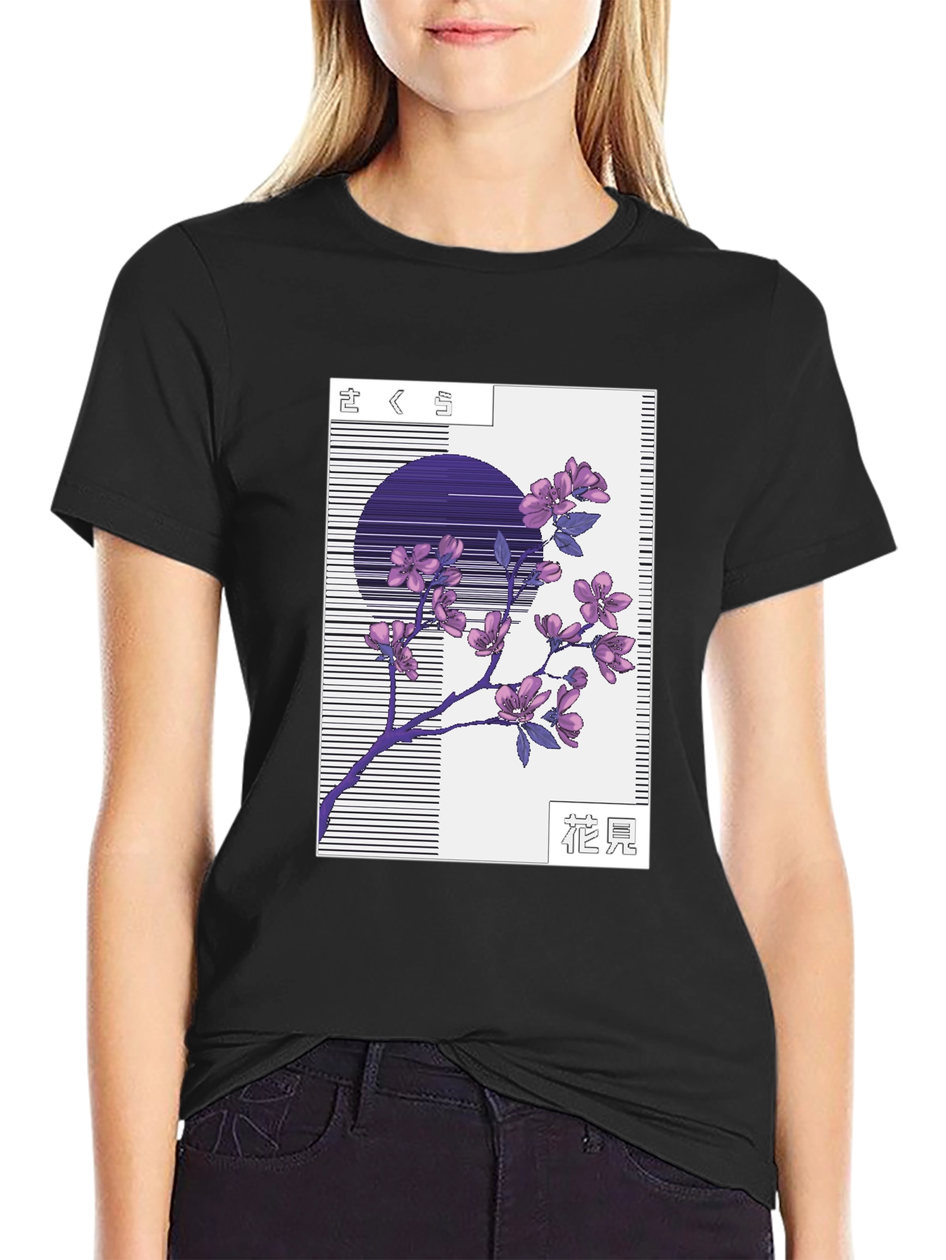 Black Sakura Blossom Graphic Tee view 2