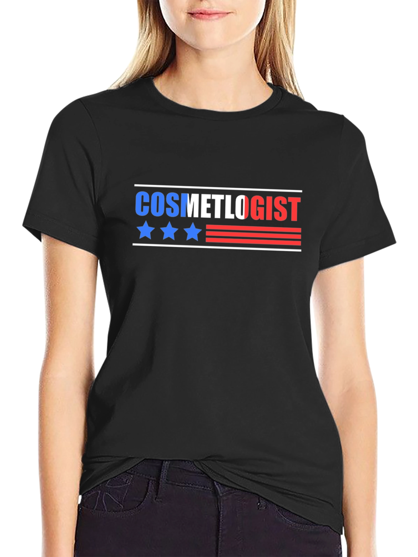 Black Cosmetologist Patriotic T-Shirt view 2