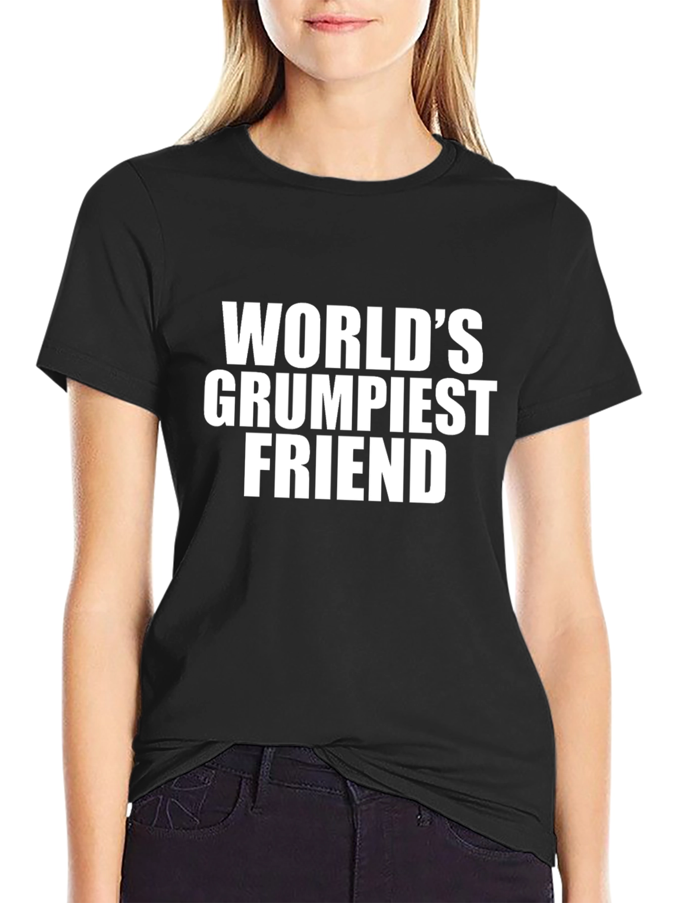 Black World's Grumpiest Friend Graphic T-Shirt view 2