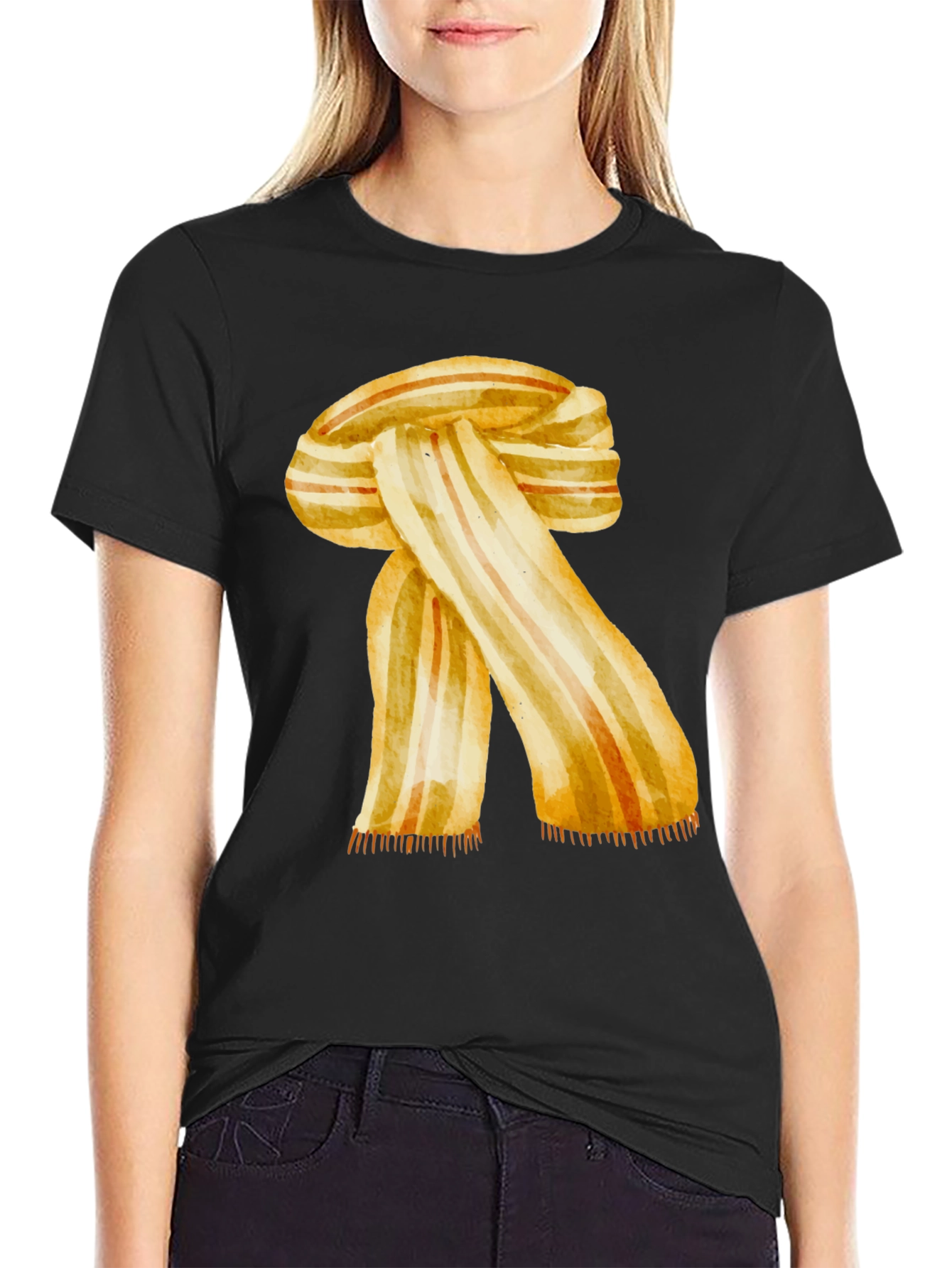 Black Watercolor Scarf Graphic Tee - Stylish Men's Shirt view 2