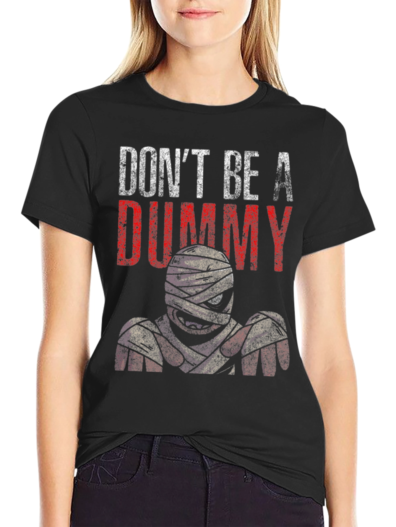 Black Don't Be A Dummy Mummy Graphic T-Shirt view 2