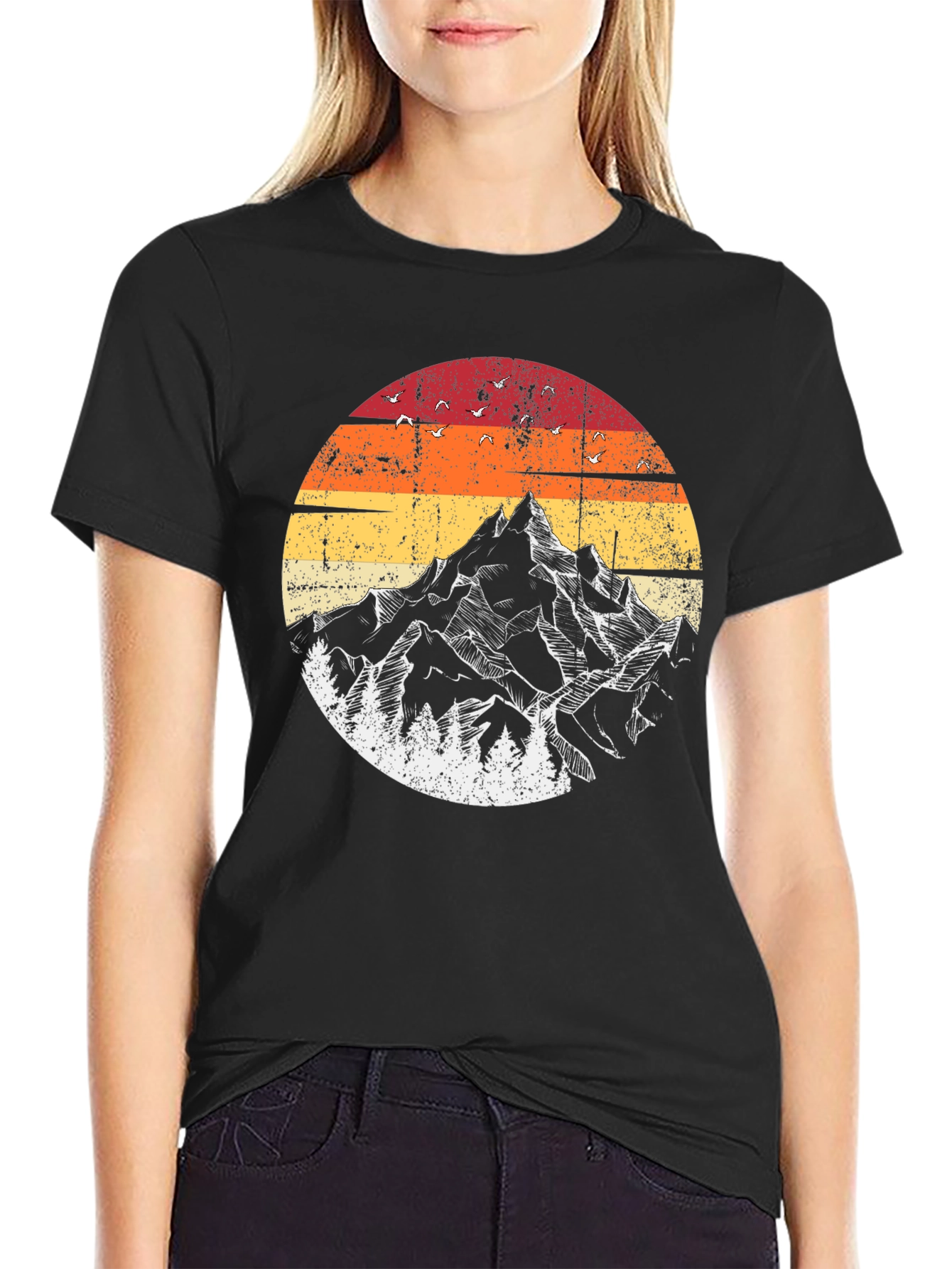 Black Retro Mountain Graphic Tee - Adventure Ready view 2