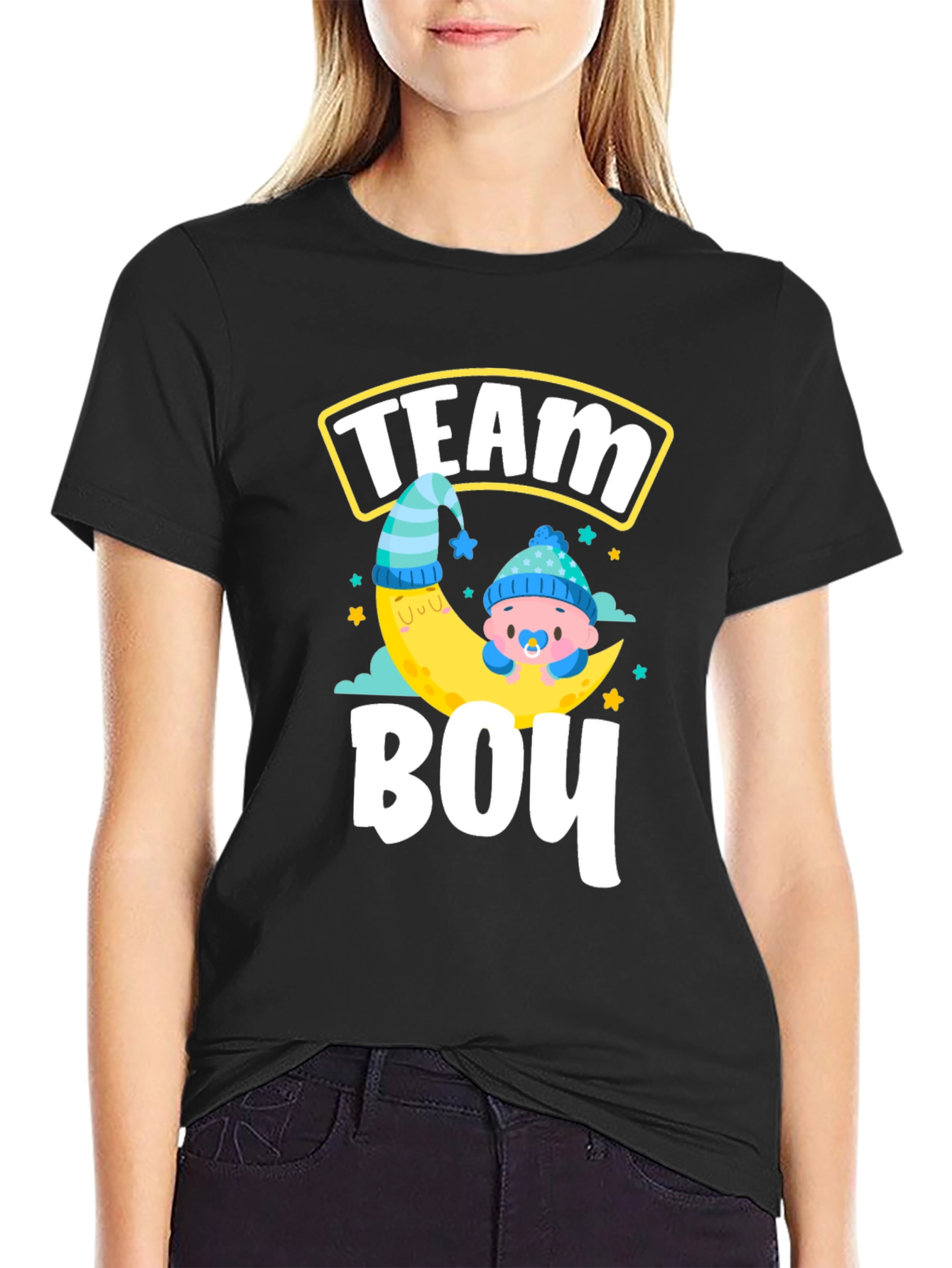 Black Team Boy Gender Reveal T-Shirt view 2