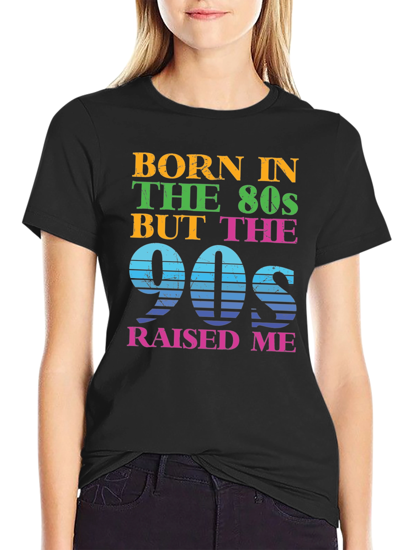 Black Born in the 80s Raised in the 90s T-Shirt view 2