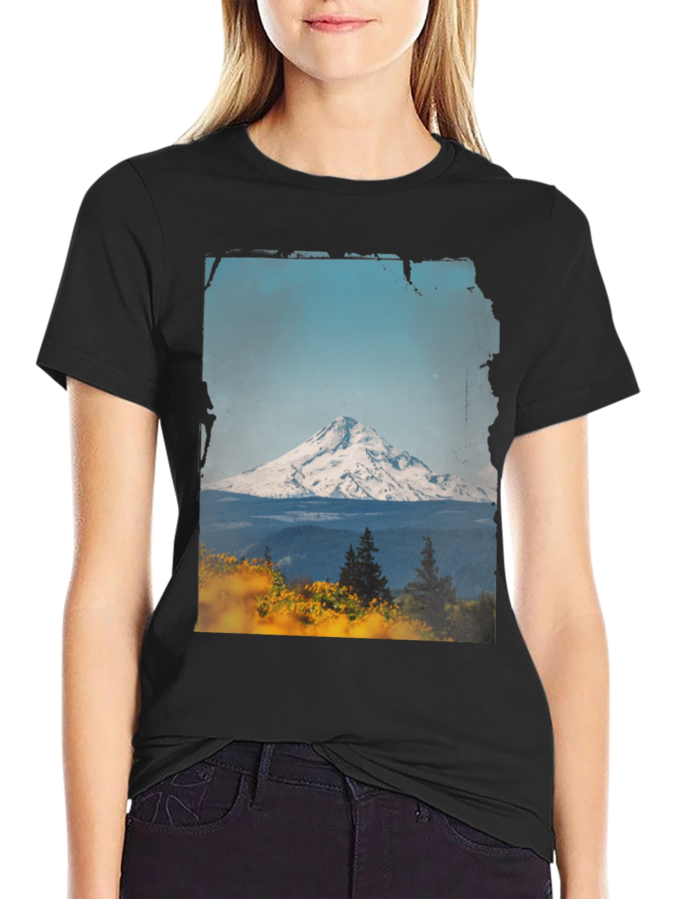 Black Mountain View Graphic Tee - Black Casual Shirt view 2
