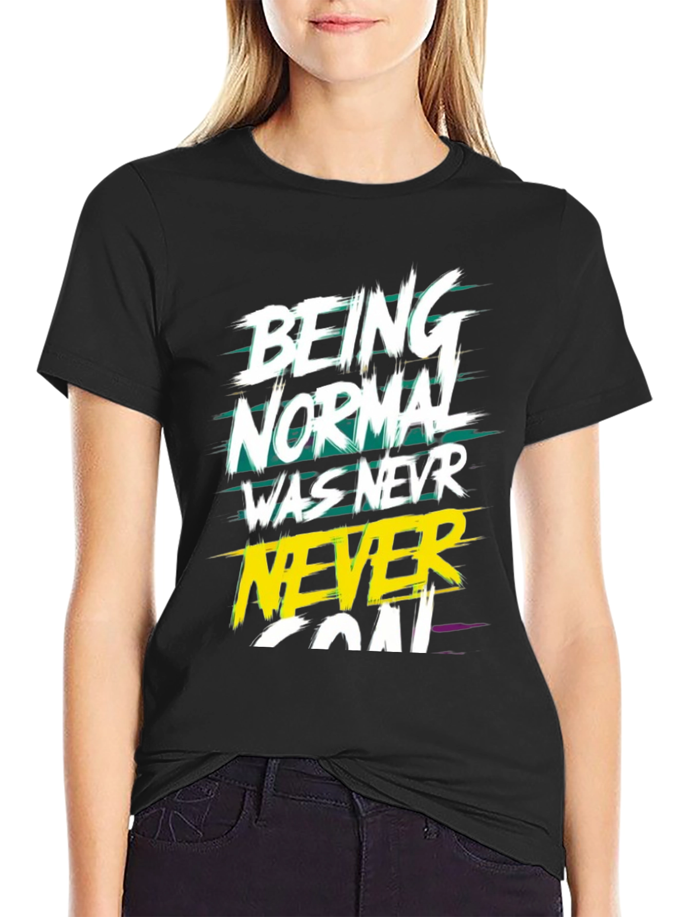 Black Being Normal Graphic T-Shirt - Black Tee view 2