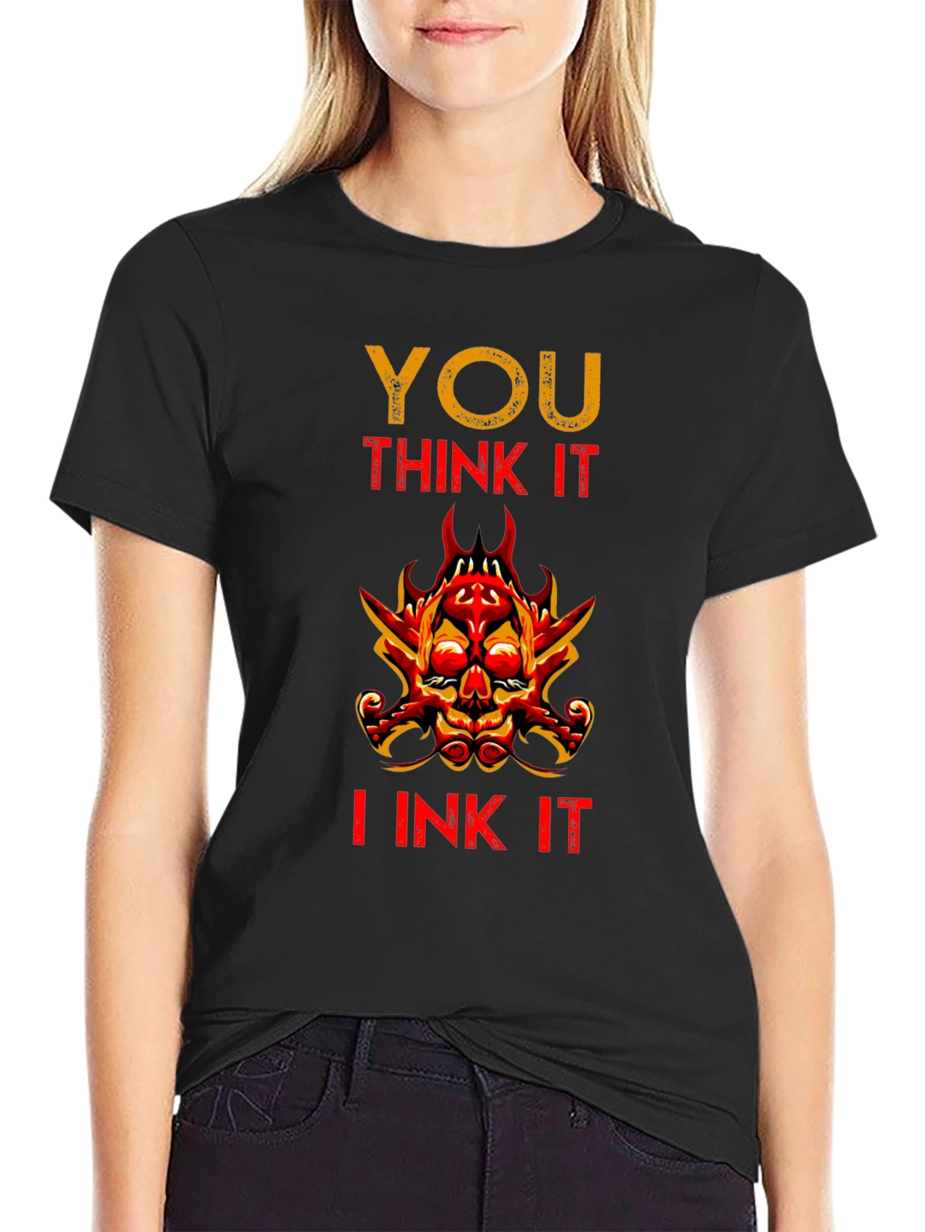 Black You Think It, I Ink It Graphic Tee - Unique Tattoo Artist T-Shirt view 2