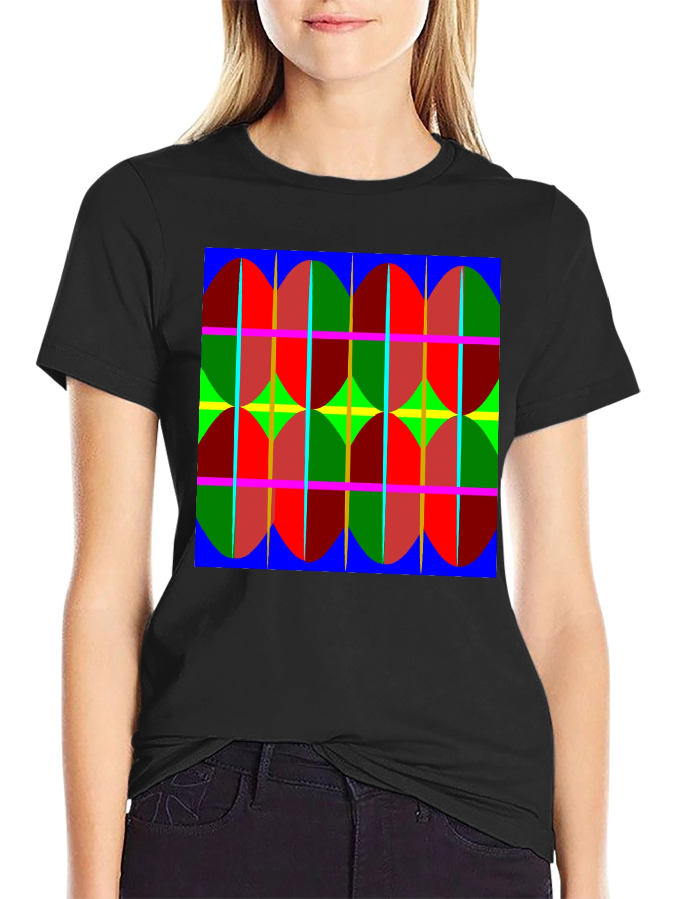 Black Abstract Pattern Tee: Bold, Modern Design T-Shirt view 2