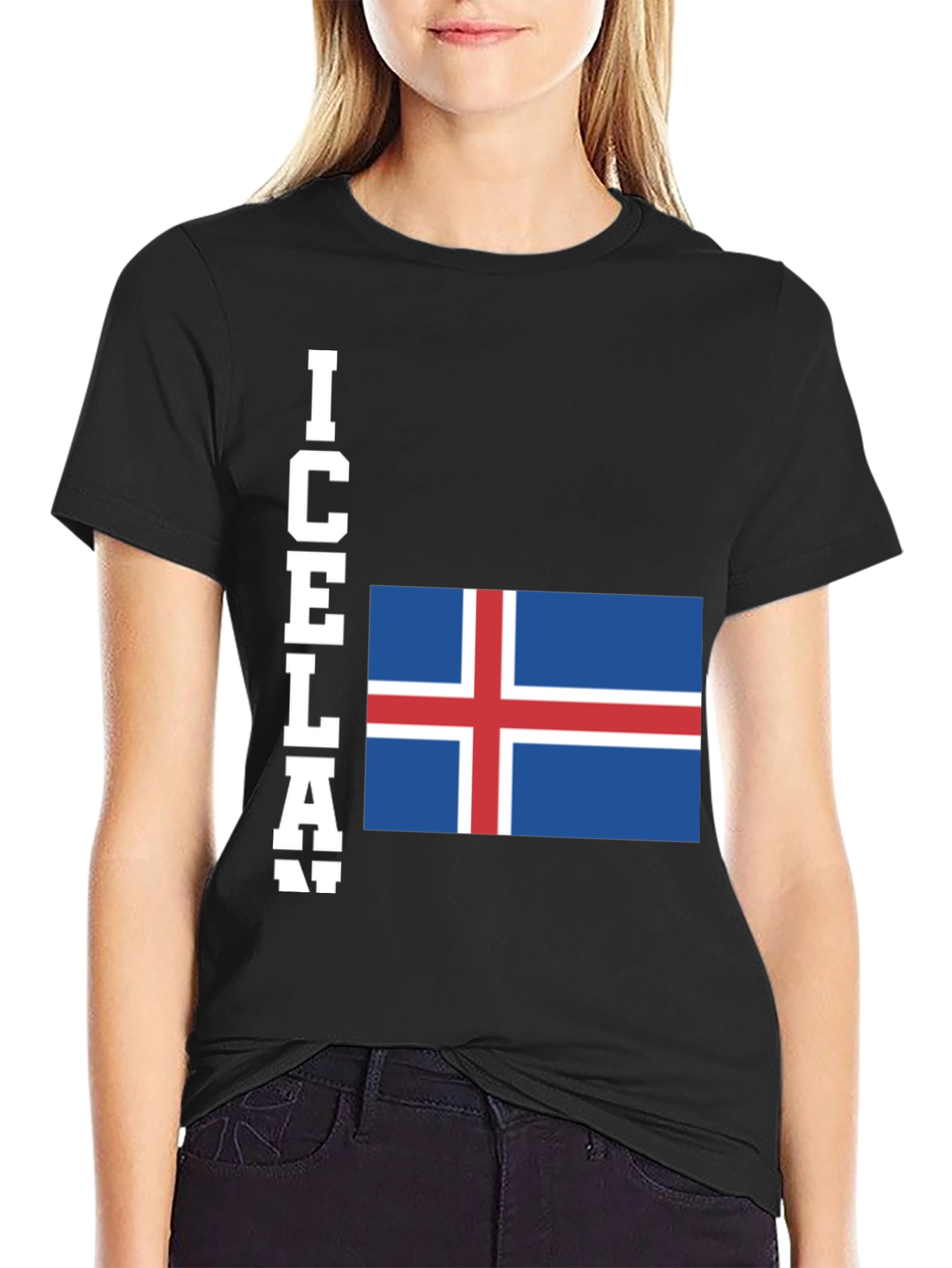 Black Iceland Flag T-Shirt - Black Graphic Tee view 2