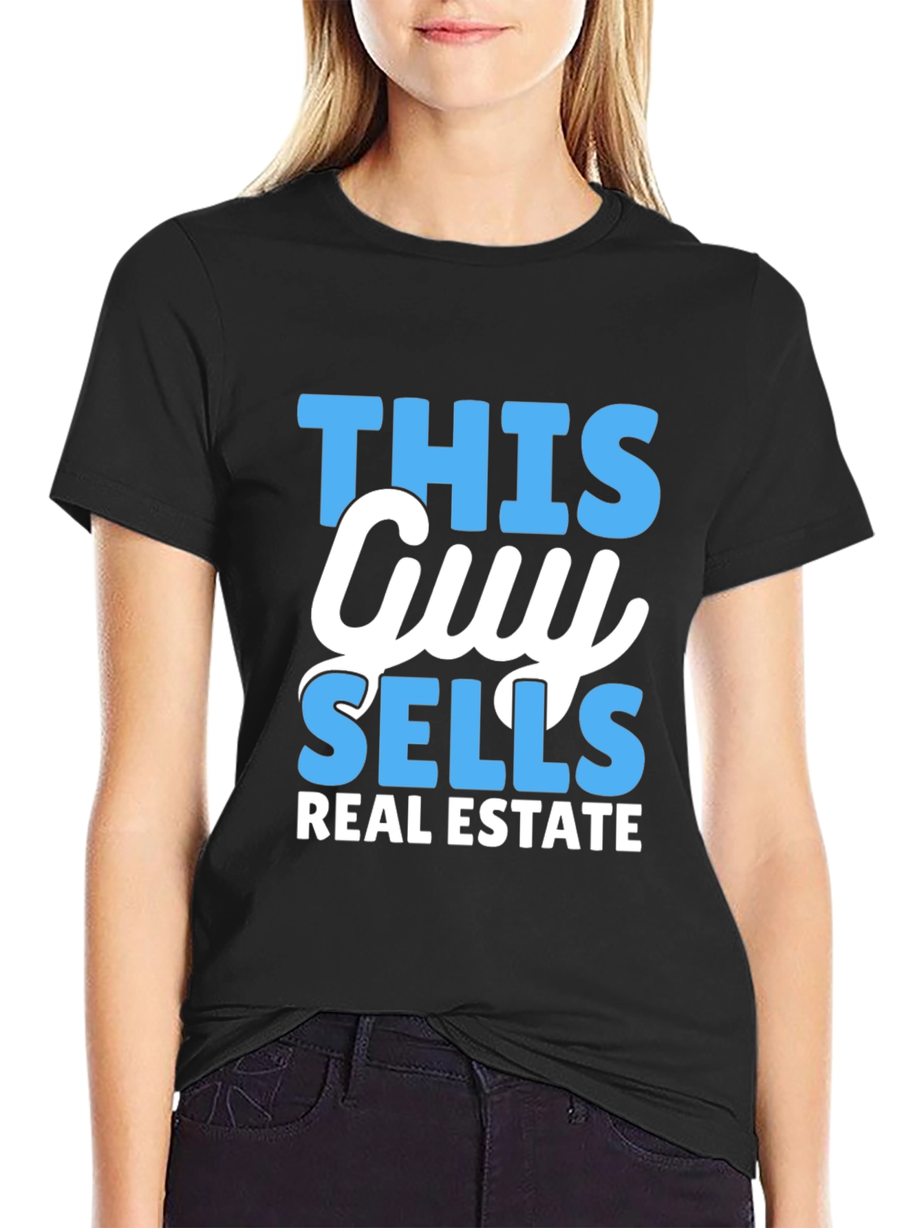 Black This Guy Sells Real Estate T-Shirt - Realtor Gift view 2