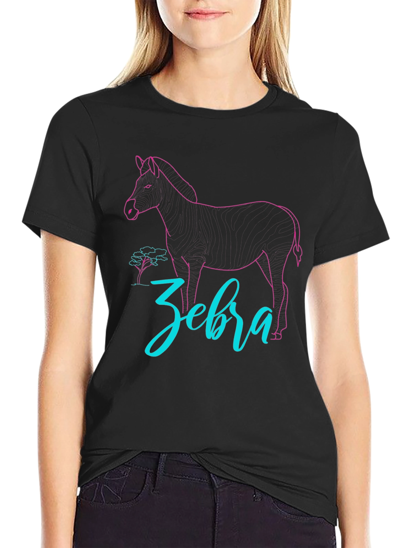 Black Zebra Graphic Tee - Cool Animal Design view 2