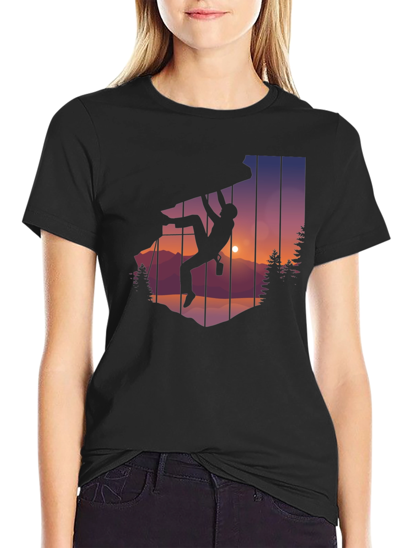 Black Climbing Silhouette Graphic Tee - Adventure T-Shirt view 2