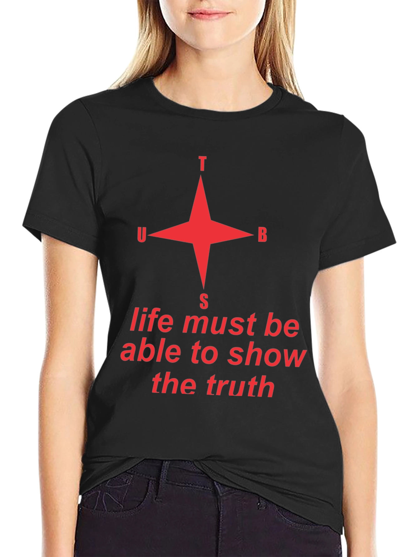 Black Truth Compass Graphic Tee - Unisex Black T-Shirt view 2